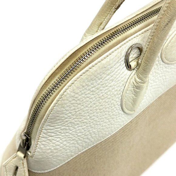 HERMES Bolide35 Bag Hand Bag Toile H / Leather White - Picture 15 of 16